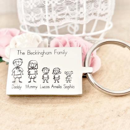 Family Keyring, Personalised Gift For Mum Dad,..