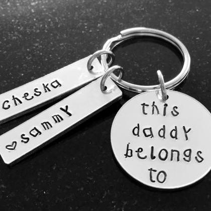 This Daddy Belongs To, Keyring, Hand Stamped,..