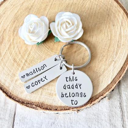 This Daddy Belongs To, Keyring, Hand Stamped,..