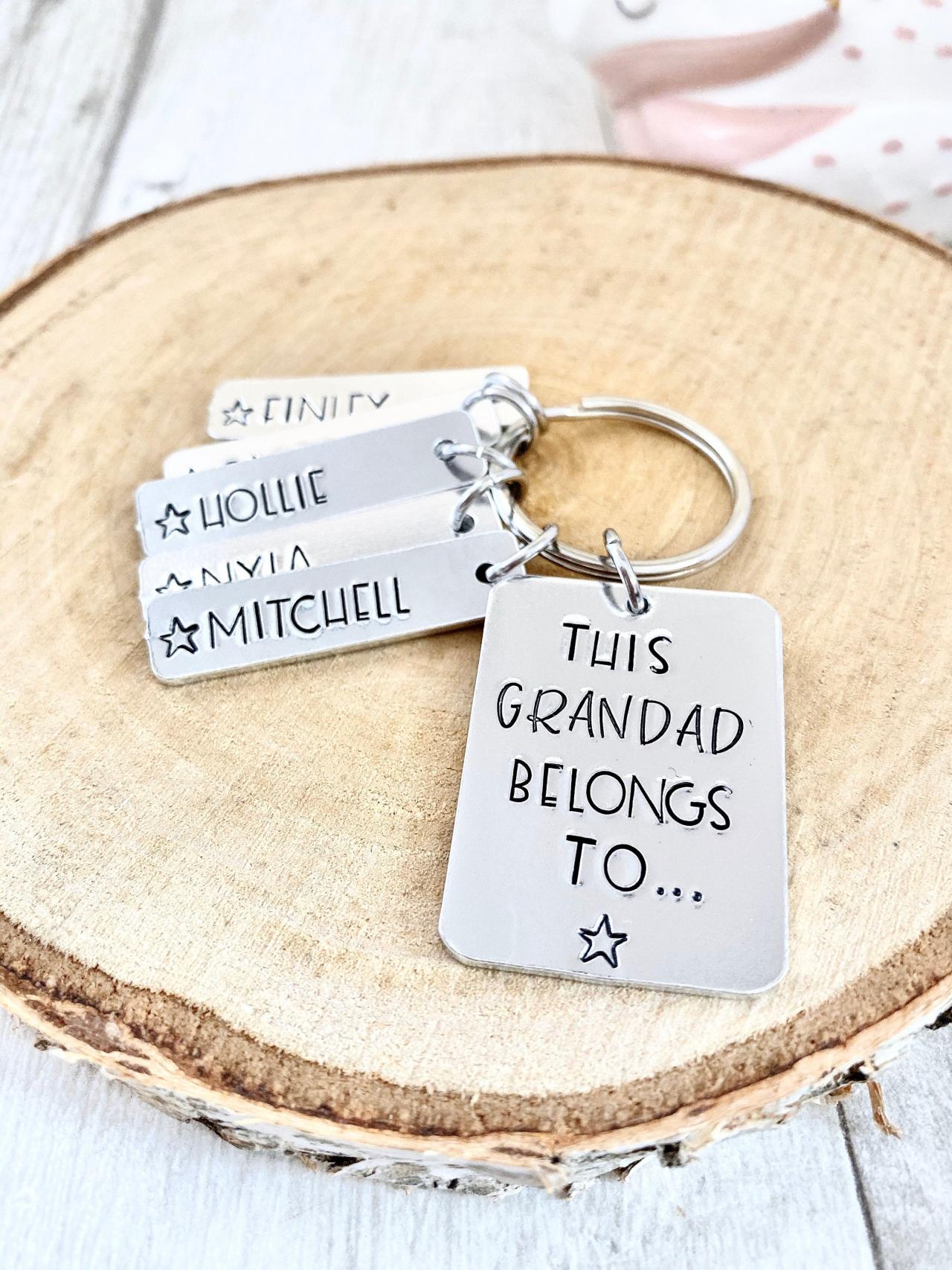 This Grandad Belongs To, Hand Stamped, Personalised Keyring, Gift For Him, Gift For Grandad, Gift For Grampy, Fathers Day Gift, Grandpa