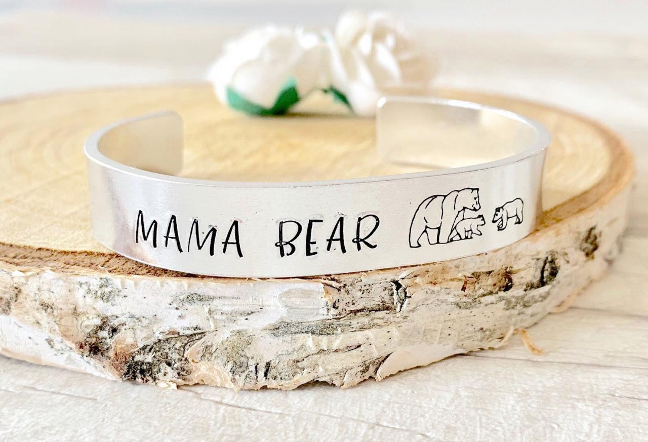 Mama Bear, Mummy Bear, Mama Bear Bracelet, Mama Bear Cuff, Hand Stamped, Mother's Day gift, for her, Bear, New Mum Gift, New Baby