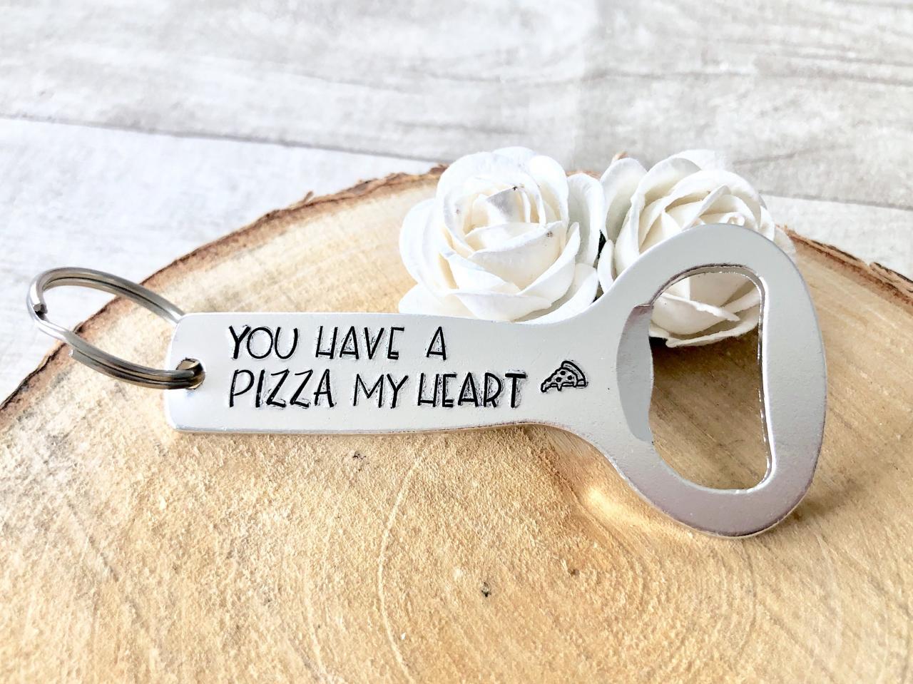 You stole a pizza my heart, bottle opener, handstamped gift, anniversary gift, valentines gift, hubby gift, boyfriend gift