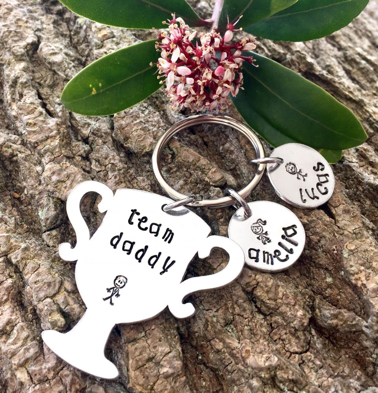 Team Daddy, Fathers Day Gift, Gift For Dad, Gift For Daddy, Gift For Him, Personalised Gift, Personalised Keyring, Hand Stamped Keyring,
