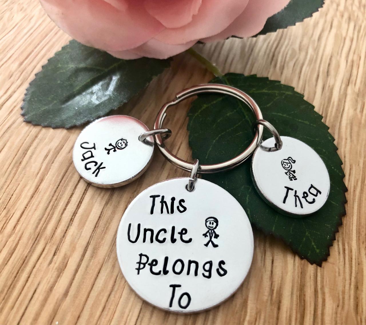This Uncle Belongs To, Personalised Keyring, Personalised Gift, Gift For Him, Gift For Uncle, Uncle Gift, Fathers Day Gift, Hand Stamped