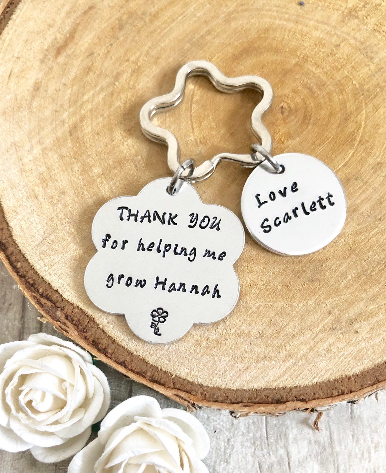 Teacher Gift, Childminder Gift, Nursery Gift, Thank You Gift, For Helping Me Grow, Leaving Gift, End Of Term Gift, Personalised Keyring,