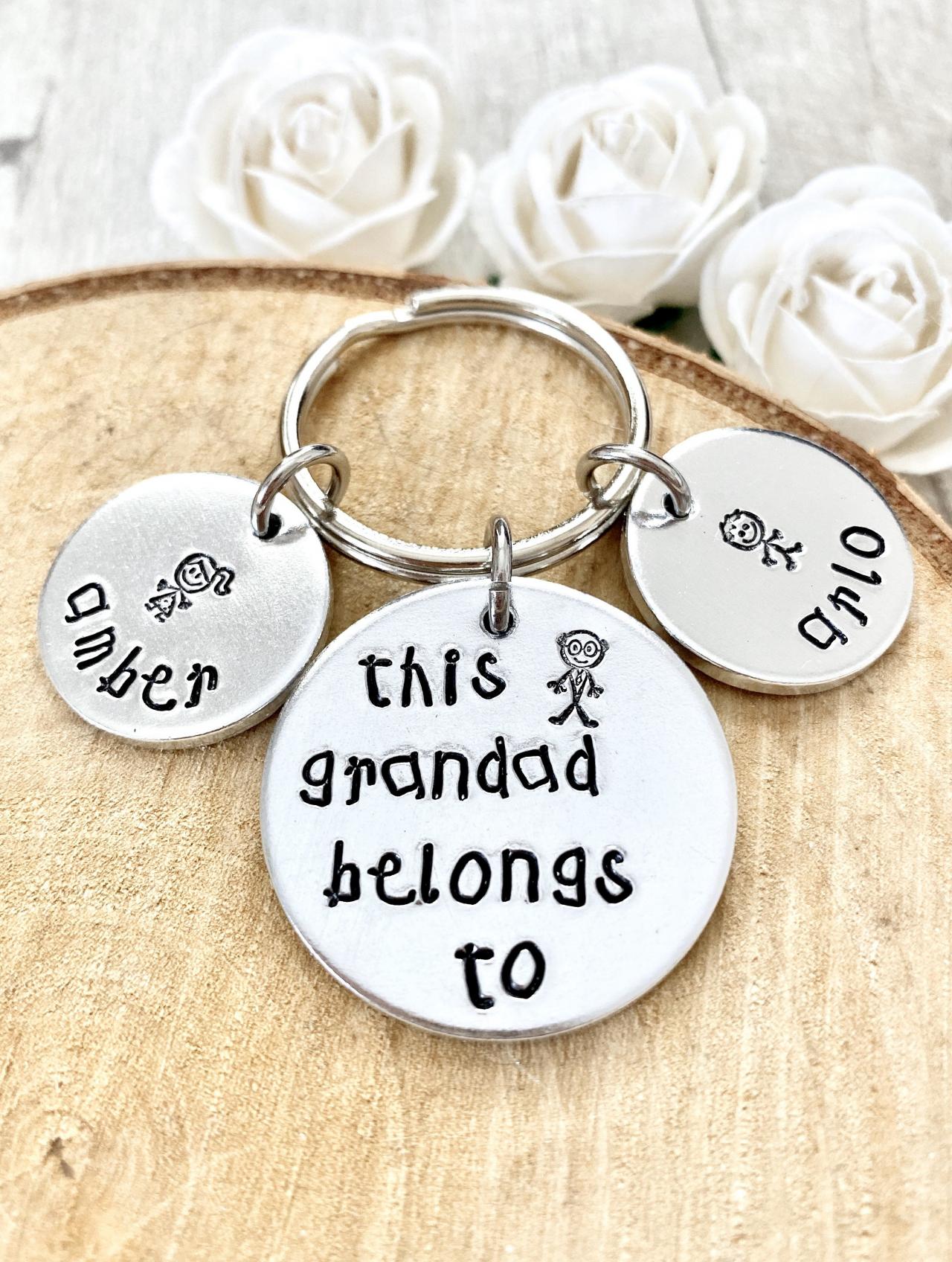 This Grandad Belongs To, Hand Stamped, Personalised Keyring, Gift For Him, Gift For Grandad, Gift For Grampy, Fathers Day Gift, Grandpa