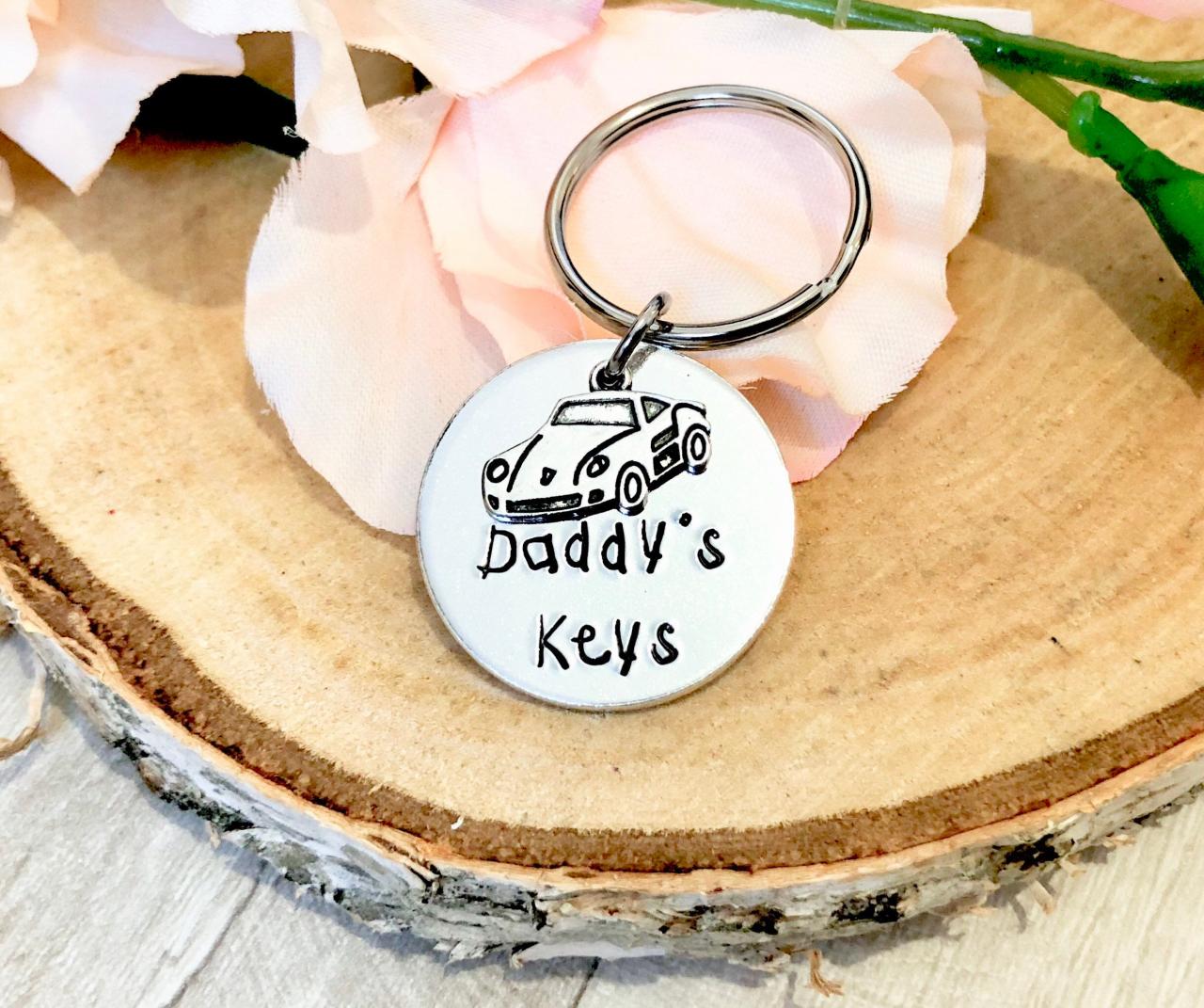 Daddy's Keys, Grandads Keys, Keychain, Personalised Keyring, Hand Stamped, For Him, Biker, Sports car, Dads Taxi, Fathers Day, Daddy Gift
