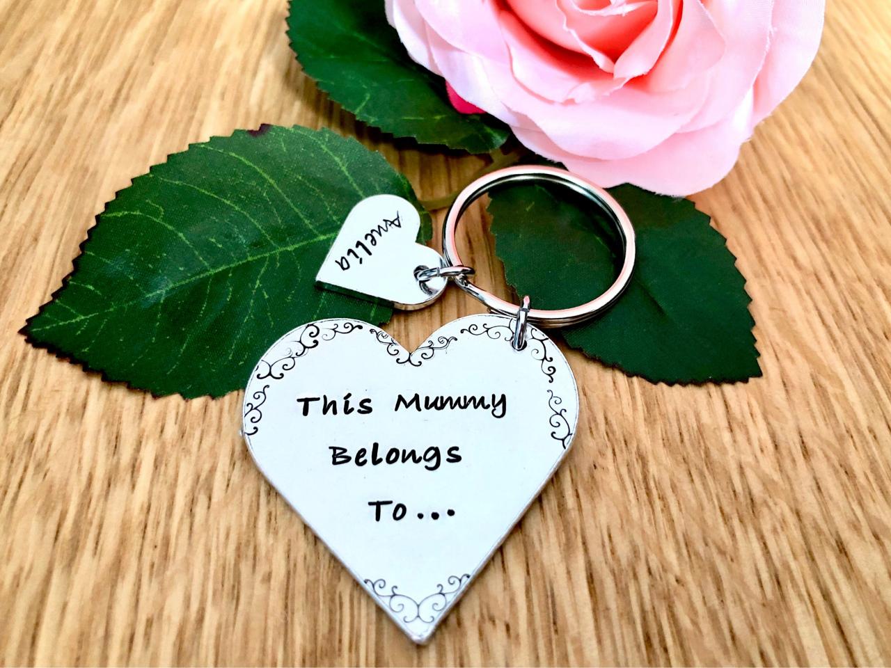 This Mummy Belongs To, Keyring, Hand Stamped, Personalised Gift, Personalised Keyring, Mum. Mummy, For Her, Mothers Day Gift, Mummy Gift,
