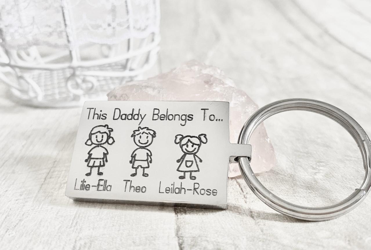 Personalised Gift for Dad For Daddy, Father's Day, Engraved Gift, Stick Family, Unique Gift, This Daddy Belongs To, Birthday, Christmas