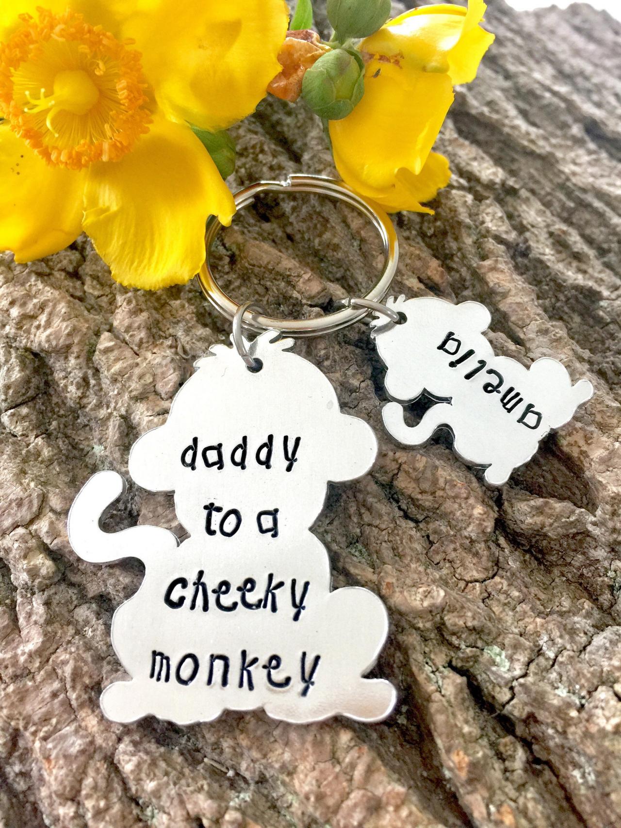Daddy Gift, Daddy To A Cheeky Monkey, Cheeky Monkey, Keyring, Hand Stamped, Personalised, For Him, Daddy, Father, Dad, Gift For Dad,