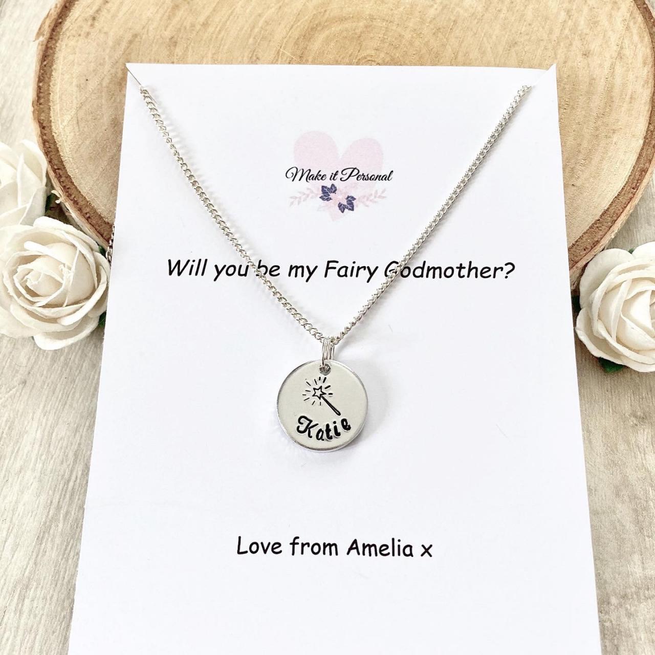 Godmother Gift, Gift For Godmother, Fairy Godmother, Christening, Godparent Gift, Guardian, Gift For Godparent, Personalised Necklace