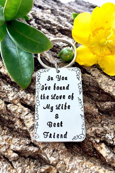 hand stamped keyring, gift for the groom, from the bride, wedding day gift, goft for him, keepsake gift, the love of my life, best friend