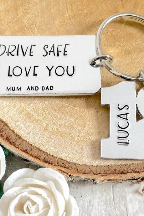 Drive Safe Keychain, drive safe, drive safe keyring, be safe keychain, new driver, be safe, car accessories, 18th gift, 18th