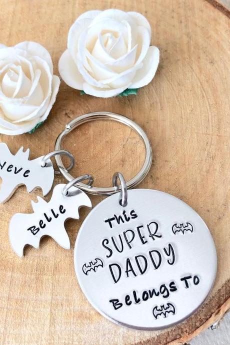 Daddy Gift, Gift For Daddy, Gift For Dad, Keyring, Hand Stamped, Hero, Personalised, For Him, Daddy, Father, Dad, Fathers Day, Our Hero,