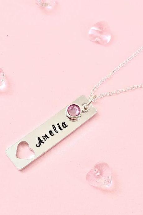 Personalised Necklace, Handstamped Necklace, Gift for Her, Personalised Gift, Birthstone Necklace, Personalised, Bridesmaid Gift, Maid of Ho