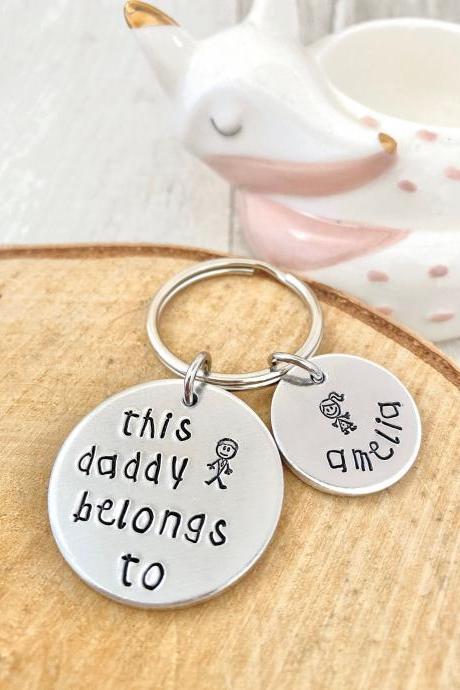 This Daddy Belongs To - Personalised Keyring - Personalised Gift - Gift For Him - Gift For Daddy - Gift for New Dad - Fathers Day Gift - Dad