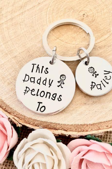 This Daddy Belongs To - Personalised Keyring - Personalised Gift - Gift For Him - Gift For Daddy - Gift for New Dad - Fathers Day Gift - Dad.
