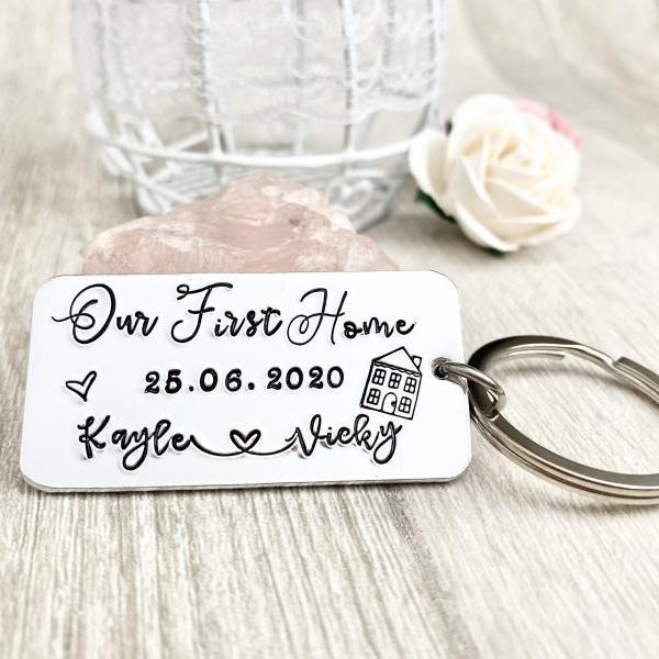 Our First Home, New Home, New Home Gift, New House, Personalised Keyring, Couples Gift, Moving in Gift, House Warming Gift